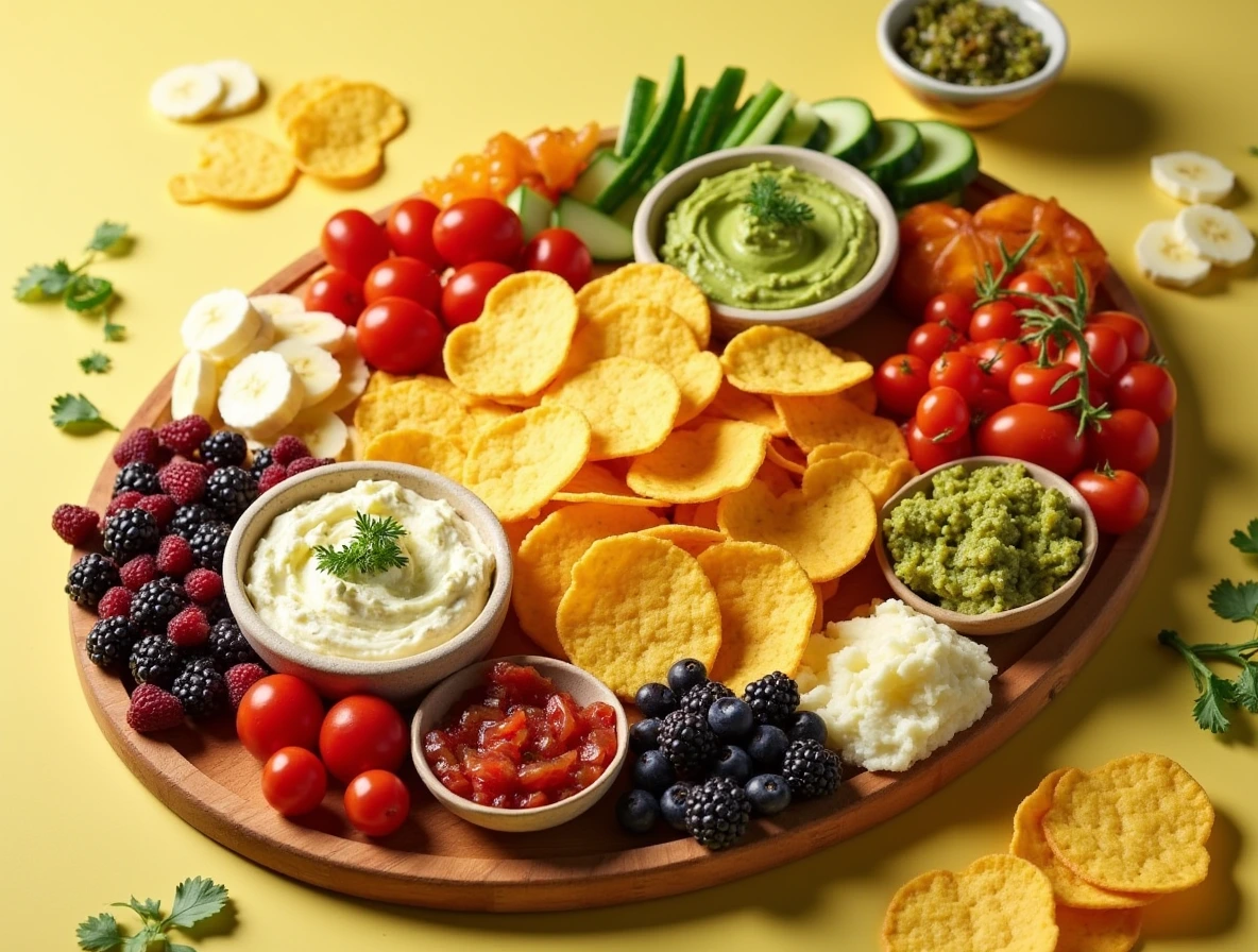 Creative Ways to Enjoy Cottage Cheese Chips Creative Ways to Enjoy Cottage Cheese Chips with various dips, spreads, and fresh vegetables.