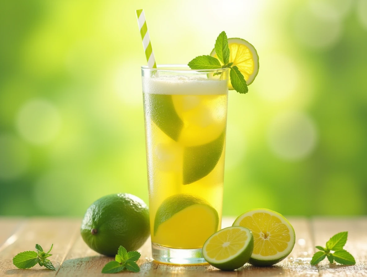 Classic Calamansi Juice served in a glass with fresh calamansi slices and mint leaves.