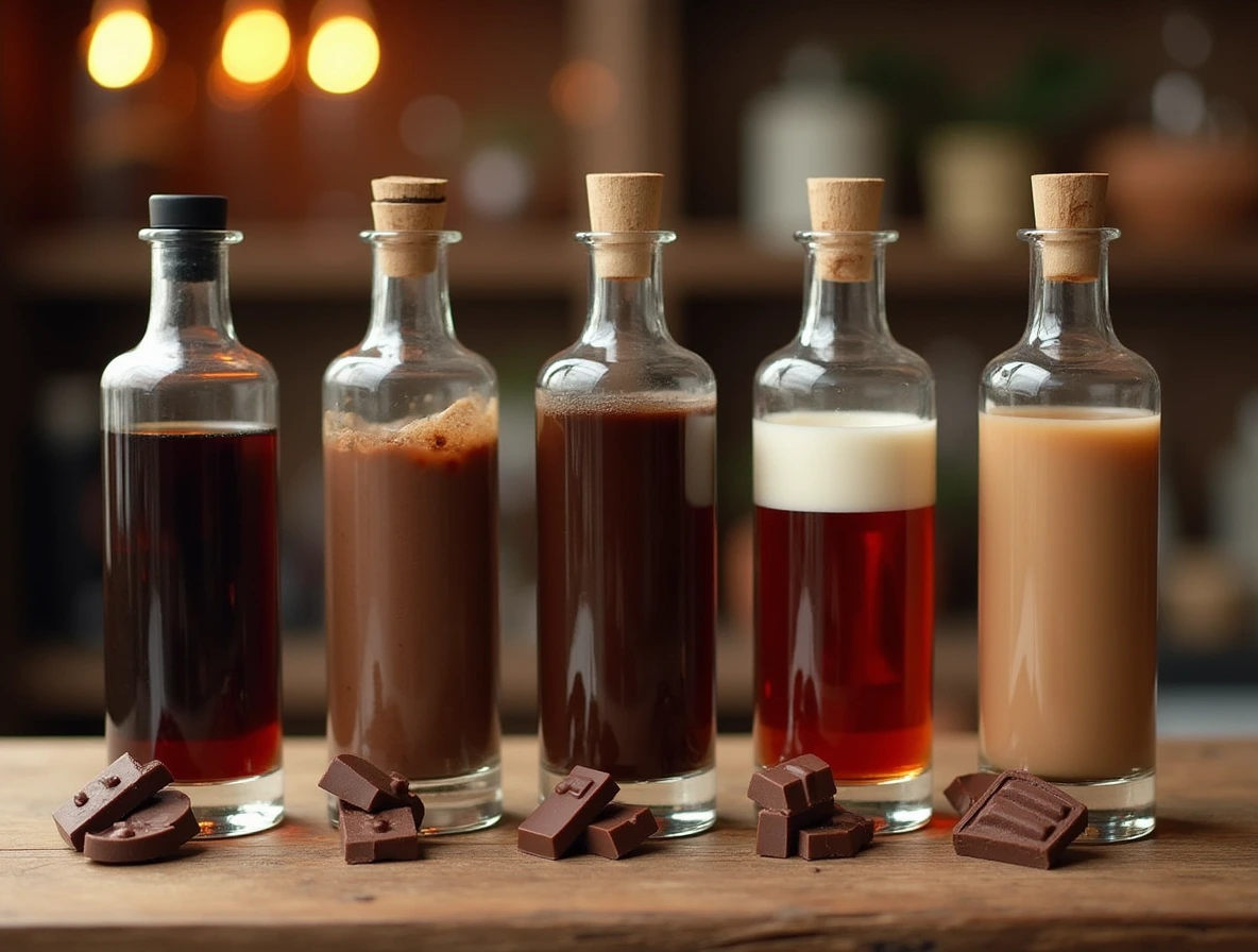 Variety of chocolate liquor including Dark Chocolate Liquor, Milk Chocolate Liquor, White Chocolate Liquor, Ruby Chocolate Liquor, Flavored Chocolate Liquor, and Organic and Fair Trade Chocolate Liquor.