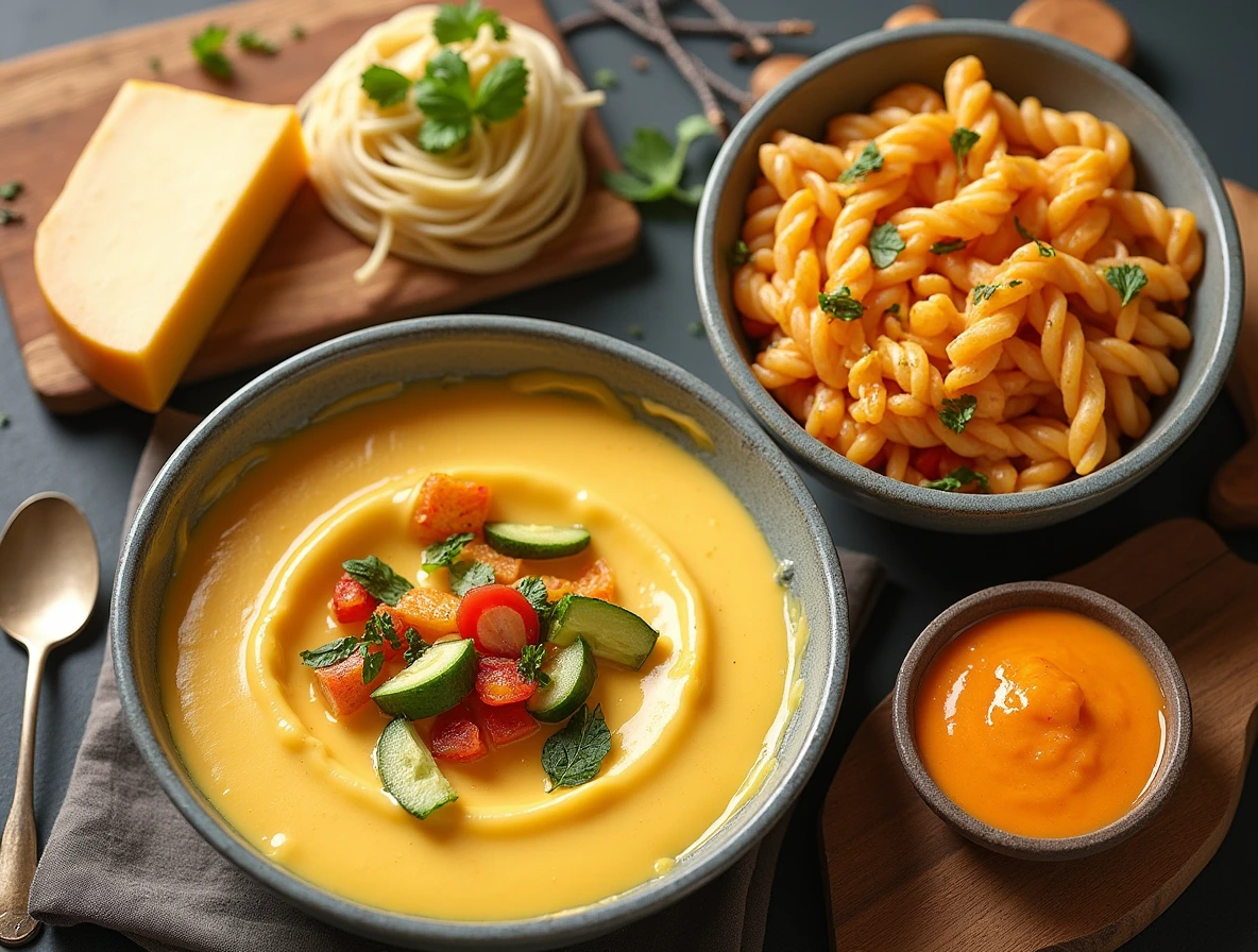 Creative Gouda Cheese Sauces featuring Creamy Gouda Cheese Sauce for Pasta, Gouda Cheese Fondue, Gouda Cheese Sauce for Vegetables, and Spicy Gouda Cheese Sauce.