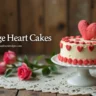 A beautifully decorated vintage heart cake with the title "Vintage Heart Cakes" prominently displayed, perfect for special occasions and celebrations.