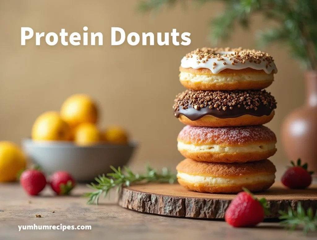 Protein donuts with various toppings, a healthy and delicious snack for fitness enthusiasts and health-conscious individuals