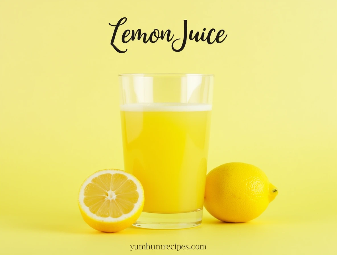 Fresh lemons and a glass of lemon juice on a bright background.