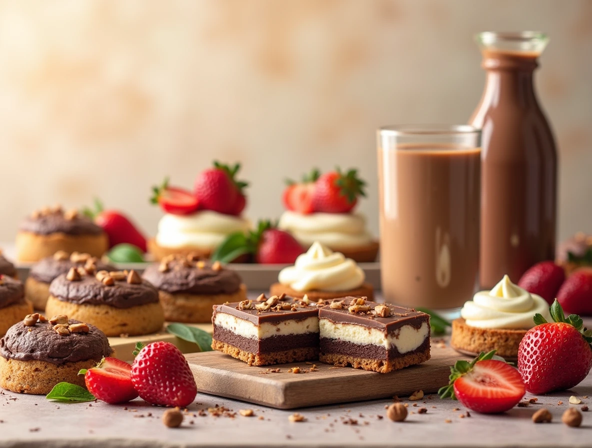 Incorporating Milk Chocolate into Desserts: Cookies, Cakes, Brownies, Truffles, Chocolate-Covered Treats, Bark, Mousse, Cheesecakes, Pudding, Milk Chocolate Sauce, Chocolate Drizzle, Fruits, Nuts, Spices