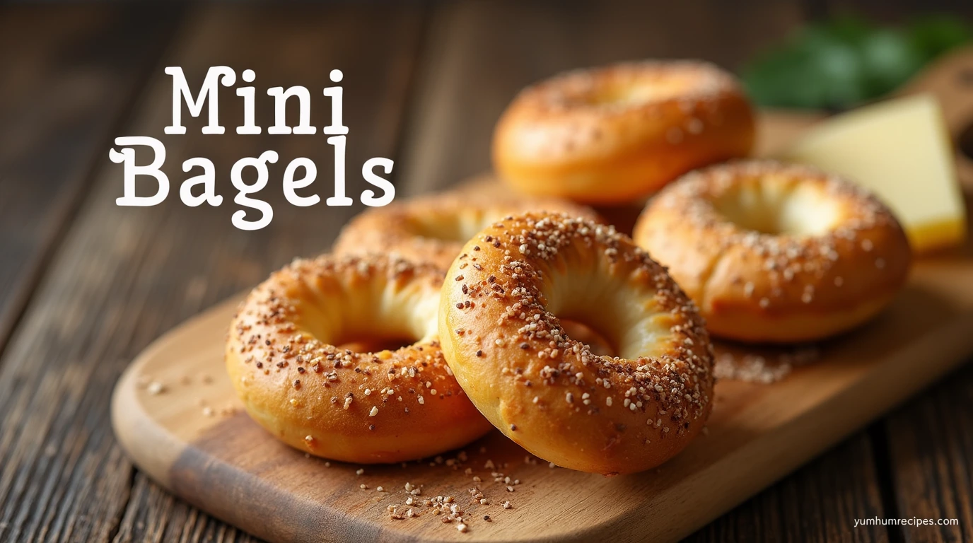 Mini bagels arranged with fresh herbs and cheese, perfect for snacking and entertaining