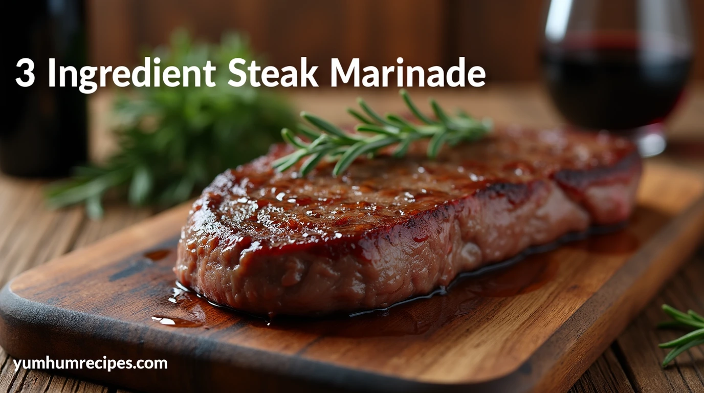 A beautifully marinated steak with a 3 ingredient steak marinade, perfect for a delicious dinner